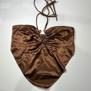 Brown heart gem crop top, size small